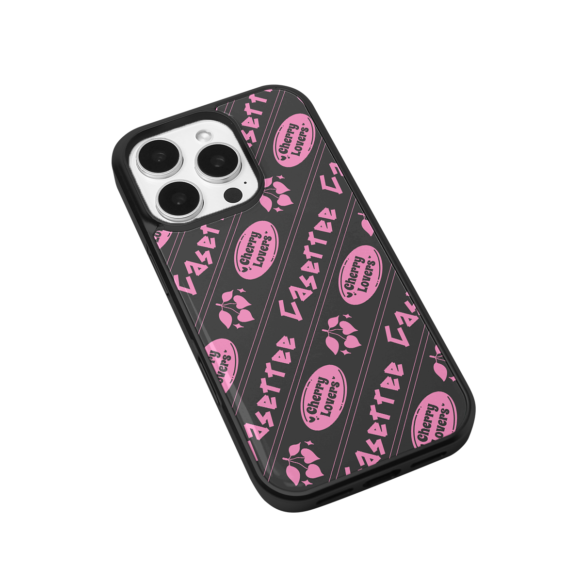 Cherry Lovers Black Soft Epoxy iPhone Case